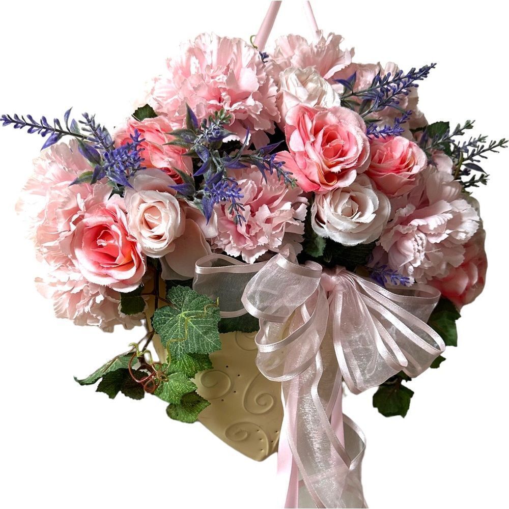 Handmade Pink Heart Hanging Flower Arrangement 108
